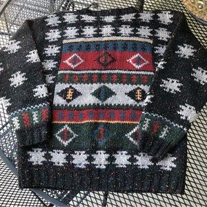 Woolrich Vtg 100% Wool Knit Sweater XL Ski Colorful Pattern